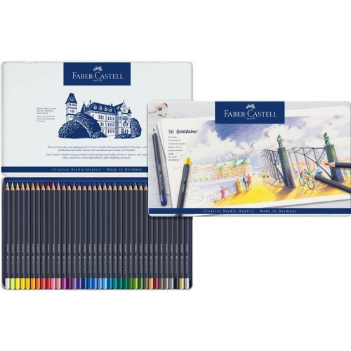 FABER-CASTELL Goldfaber Aqua Lápices de Colores con Estuche de Metal, 36 Piezas