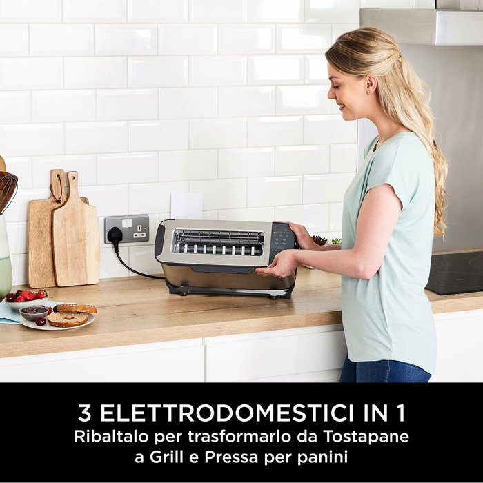 Ninja Foodi ST202EU Tostadora 3 en 1, Parrilla y Sandwichera