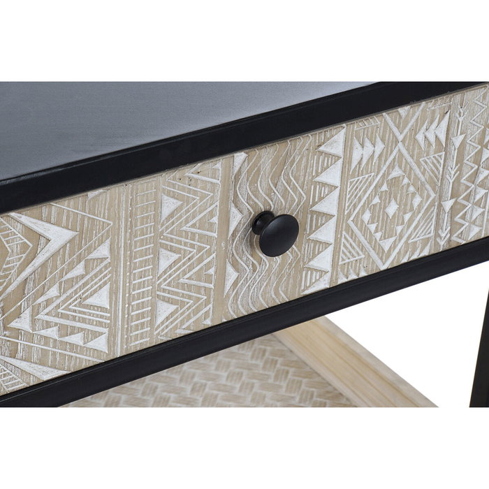 DKD Home Decor Consola de Metal y Madera Negra y Marrón