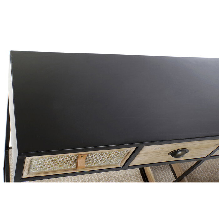DKD Home Decor Consola de Metal y Madera Negra y Marrón