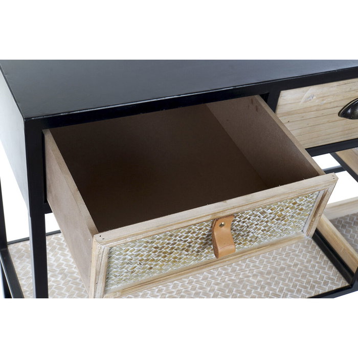DKD Home Decor Consola de Metal y Madera Negra y Marrón
