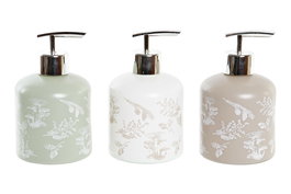 DKD Home Decor Dosificador de Cristal y ABS Marron Verde Blanco 8 x 14 x 8 cm 350ml