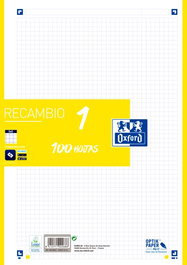 OXFORD Recambio School Color 1 A4 100h 90gr 4 Taladros Cuadric. 5x5 Lima (1 color en banda) SKU: B1G5MTC25C
