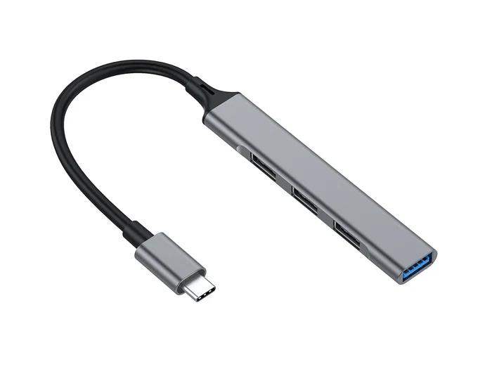 Equip Hub USB-C 128961 - 4 Puertos (1x USB 3.0, 3x USB 2.0) 5000 Mbit/s, Carcasa Aluminio Negro/Gris, Plug & Play