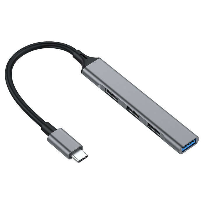 Equip Hub USB Tipo C con 1 Puerto USB 3.0 y 3 Puertos USB 2.0, Aluminio