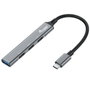 Equip Hub USB Tipo C con 1 Puerto USB 3.0 y 3 Puertos USB 2.0, Aluminio