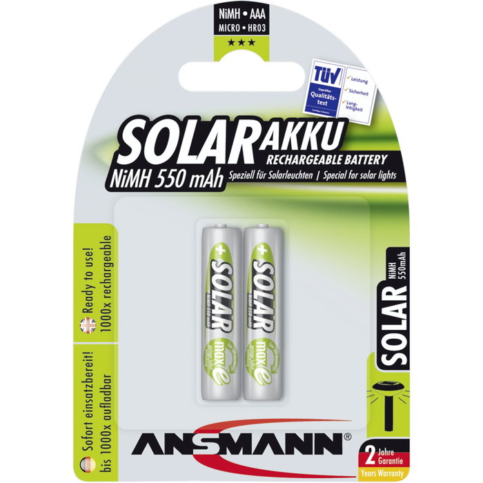 Ansmann maxE NiMH Batería Micro AAA 550 mAh SOLAR Ansmann maxE NiMH Batería Micro AAA 550 mAh SOLAR
