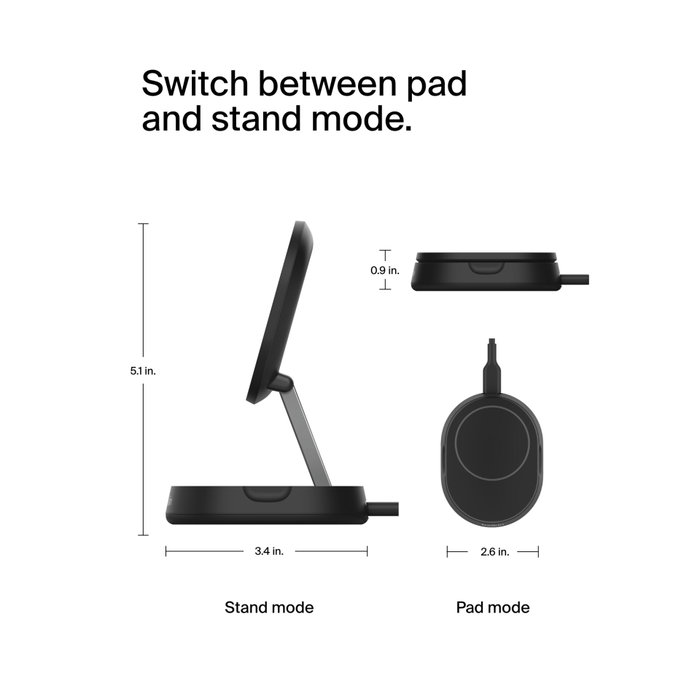 Belkin BoostCharge Pro Qi2 15W Cargador Magnético Convertible Negro Belkin BoostCharge Pro Qi2 15W Cargador Magnético Convertible Negro