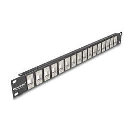 DeLOCK Panel de conexión Keystone 19'' 16 puertos 1U negro