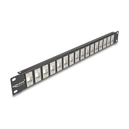 DeLOCK Panel Montaje en Bastidor 19 Pulgadas, 16 Puertos Keystone, 1U, Negro Metal