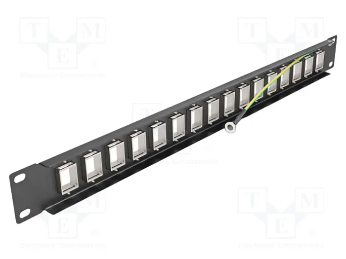 DeLOCK Panel de conexión Keystone 19'' 16 puertos 1U negro