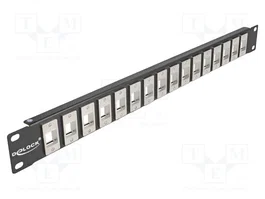 DeLOCK Panel de conexión Keystone 19'' 16 puertos 1U negro