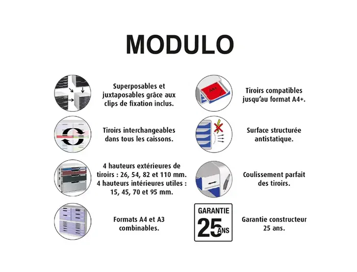 Exacompta Modulo Cajones Sobremesa System 5 Cajones Poliestireno Din A3 Azul/Gris 350x288x320 mm