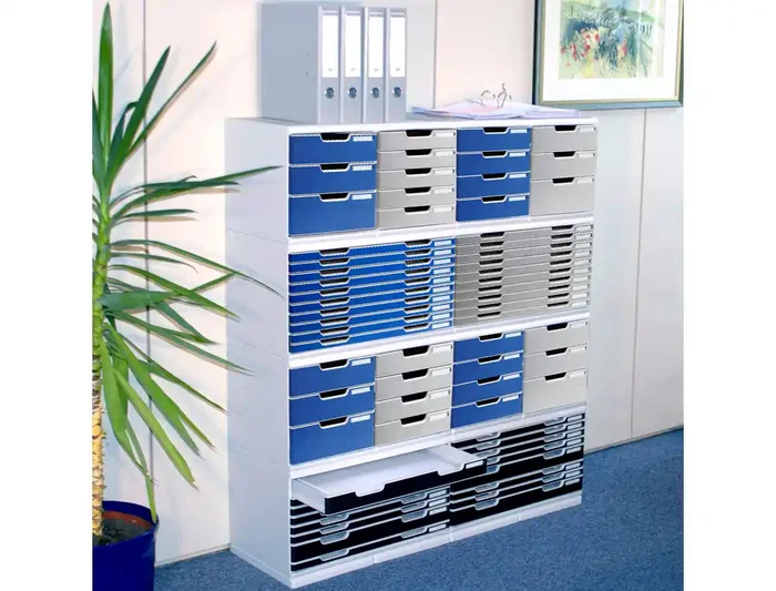 Exacompta Modulo Cajones Sobremesa System 5 Cajones Poliestireno Din A3 Azul/Gris 350x288x320 mm