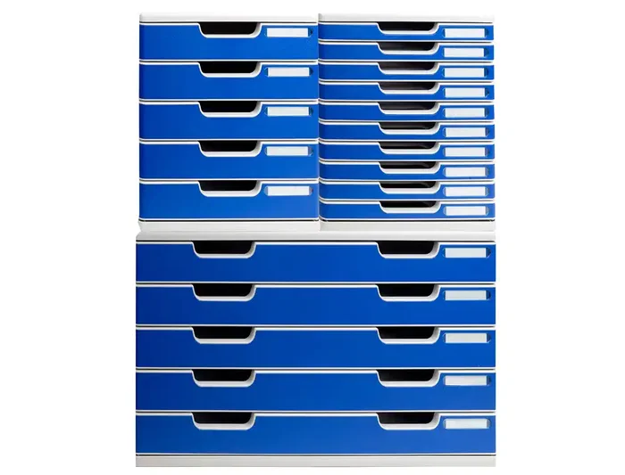 Exacompta Modulo Cajones Sobremesa System 5 Cajones Poliestireno Din A3 Azul/Gris 350x288x320 mm