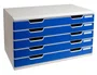 Exacompta Modulo Cajones Sobremesa System 5 Cajones Poliestireno Din A3 Azul/Gris 350x288x320 mm