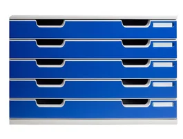 Exacompta Modulo Cajones Sobremesa System 5 Cajones Poliestireno Din A3 Azul/Gris 350x288x320 mm