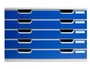 Exacompta Modulo Cajones Sobremesa System 5 Cajones Poliestireno Din A3 Azul/Gris 350x288x320 mm