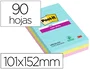 Post-it Bloc de notas adhesivas quita y pon super sticky cosmic rayado, 90 hojas, 101x152 mm, paquete de 3 unidades