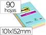 Post-it Bloc de notas adhesivas quita y pon super sticky cosmic rayado, 90 hojas, 101x152 mm, paquete de 3 unidades