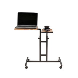 Hanah Home Atlantic Escritorio de Pie para Portátil, Ajustable, con Ruedas, Tablero Melamina, Metal, Pino Atlántico y Negro, 67x87x45.5 cm