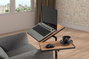 Hanah Home Atlantic Escritorio de Pie para Portátil, Ajustable, con Ruedas, Tablero Melamina, Metal, Pino Atlántico y Negro, 67x87x45.5 cm