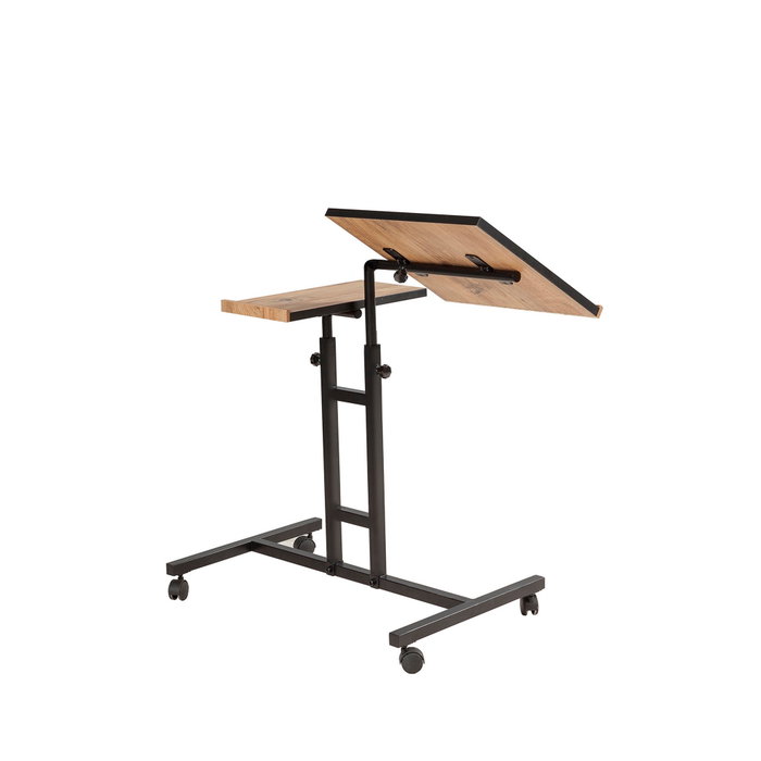 Hanah Home Atlantic Escritorio de Pie para Portátil, Ajustable, con Ruedas, Tablero Melamina, Metal, Pino Atlántico y Negro, 67x87x45.5 cm Hanah Home Atlantic Escritorio de Pie para Portátil, Ajustable, con Ruedas, Tablero Melamina, Metal, Pino Atlántico y Negro, 67x87x45.5 cm