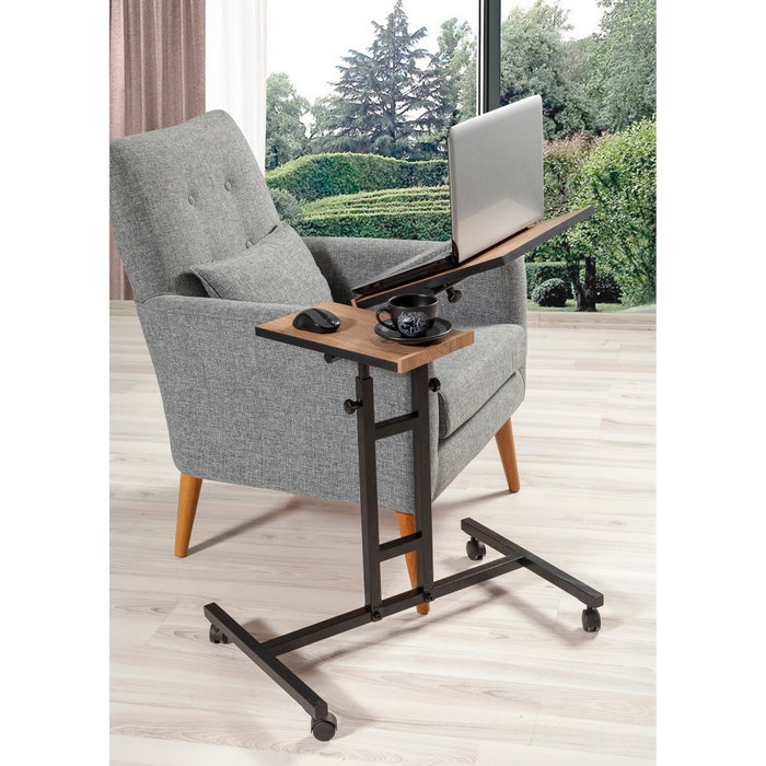Hanah Home Atlantic Escritorio de Pie para Portátil, Ajustable, con Ruedas, Tablero Melamina, Metal, Pino Atlántico y Negro, 67x87x45.5 cm Hanah Home Atlantic Escritorio de Pie para Portátil, Ajustable, con Ruedas, Tablero Melamina, Metal, Pino Atlántico y Negro, 67x87x45.5 cm