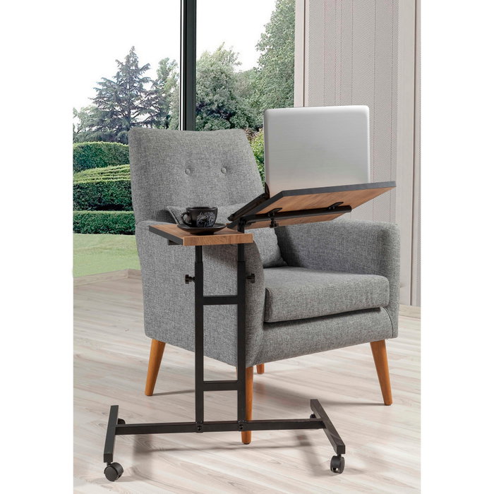 Hanah Home Atlantic Escritorio de Pie para Portátil, Ajustable, con Ruedas, Tablero Melamina, Metal, Pino Atlántico y Negro, 67x87x45.5 cm Hanah Home Atlantic Escritorio de Pie para Portátil, Ajustable, con Ruedas, Tablero Melamina, Metal, Pino Atlántico y Negro, 67x87x45.5 cm