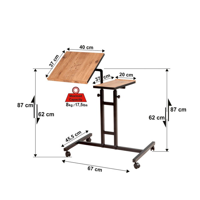 Hanah Home Atlantic Escritorio de Pie para Portátil, Ajustable, con Ruedas, Tablero Melamina, Metal, Pino Atlántico y Negro, 67x87x45.5 cm Hanah Home Atlantic Escritorio de Pie para Portátil, Ajustable, con Ruedas, Tablero Melamina, Metal, Pino Atlántico y Negro, 67x87x45.5 cm