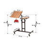 Hanah Home Atlantic Escritorio de Pie para Portátil, Ajustable, con Ruedas, Tablero Melamina, Metal, Pino Atlántico y Negro, 67x87x45.5 cm