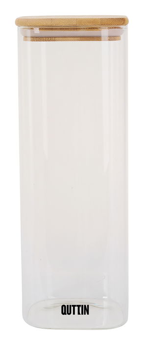 Quttin Tarro Cuadrado de Borosilicato con Tapa de Bambú 10 x 27 cm 2150ml (12 Unidades)