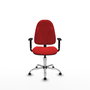 Silla de oficina Algarra con mecanismo Contacto permanente básico tapizada con Similpiel color Rojo. Equipada con Base cromada, Brazos 1Dy Topes