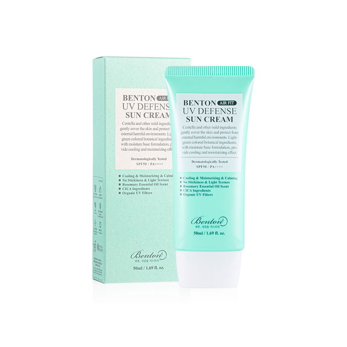 Benton AIR FIT UV defense sun cream Protector Solar Facial SPF 50+ PA++++ 50 ml Textura Ligera Sin Residuos