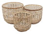 DKD Home Decor Set de 3 Cestas de Fibra de Maíz 39x39x32 cm Marrón