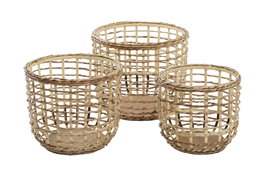 DKD Home Decor Cesta Urban 39x39x32 cm Set 3 Piezas Fibra de Maíz Marrón