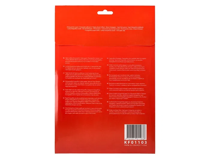 Q-connect Papel Fotográfico Glossy KF01103 DIN A4 Digital Photo para Ink-Jet, Bolsa de 20 Hojas de 180 gr Q-connect Papel Fotográfico Glossy KF01103 DIN A4 Digital Photo para Ink-Jet, Bolsa de 20 Hojas de 180 gr