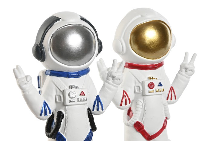 DKD Home Decor Figura de Resina Astronauta y Chica, Pack de 2 Surtidos