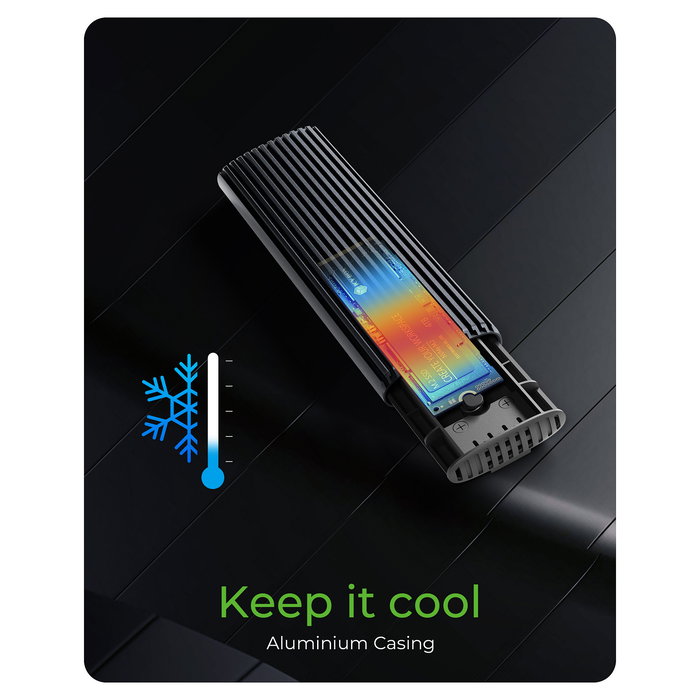 ICY BOX IB-1808MCT-CU31 Caja Externa USB 3.2 Gen 2 Tipo C para SSD M.2 NVMe y SATA, Aluminio Negro, Plug and Play