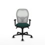 Silla de oficina Jorquera con mecanismo Sincro tapizada con Similpiel color Verde botella y malla color Blanco. Equipada con lumbar 1D, Brazos 1D y Ruedas 65mm nailon