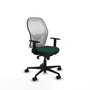 Silla de oficina Jorquera con mecanismo Sincro tapizada con Similpiel color Verde botella y malla color Blanco. Equipada con lumbar 1D, Brazos 1D y Ruedas 65mm nailon