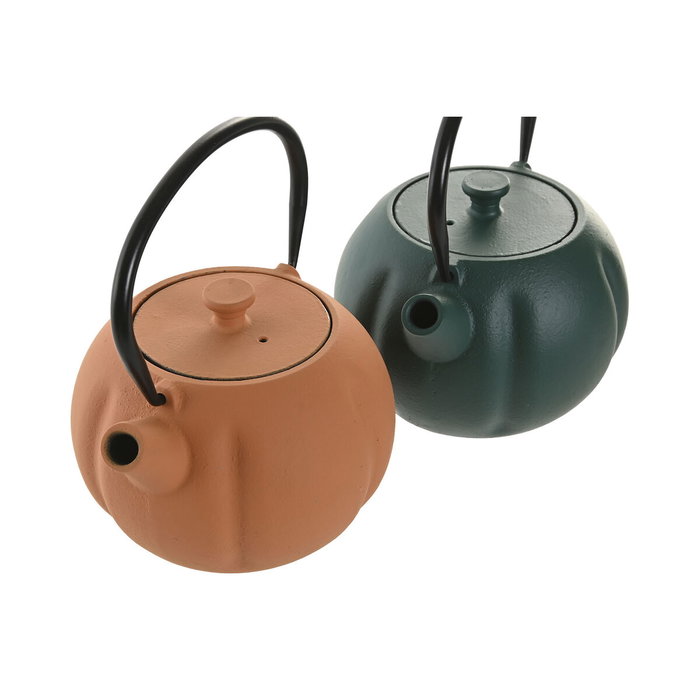 DKD Home Decor Teteras de Hierro Colado 1L Surtido Naranja y Verde