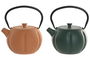 DKD Home Decor Tetera Oriental Naranja Verde Hierro Colado/Inox 12.3 x 16.5 x 14.5 cm (2 Unidades)