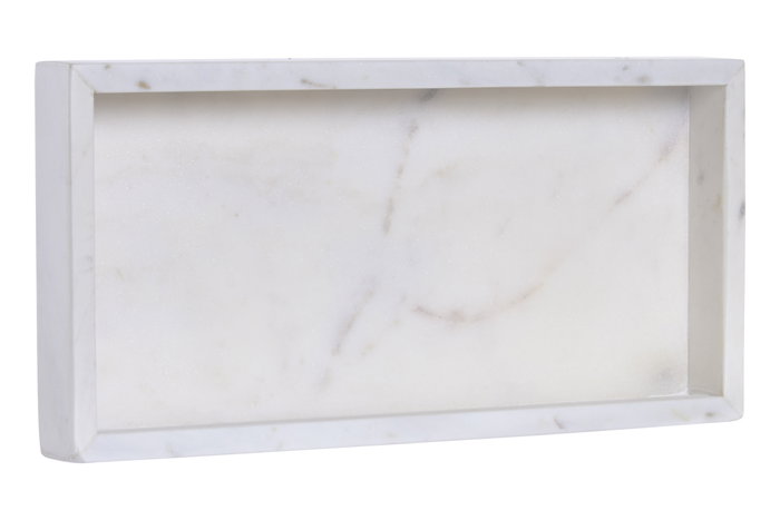 DKD Home Decor Bandeja de Mármol Blanco 30,5x15,5x3,8 cm