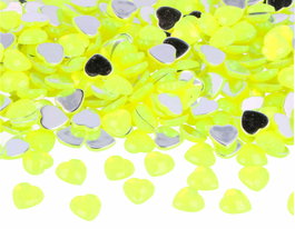 Innspiro Gemas Acrílicas Corazón Amarillo Fluor 10x10mm 1000u.