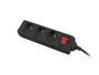 Lanberg Regleta con 3 tomas PL, 1,5 m y interruptor, negra