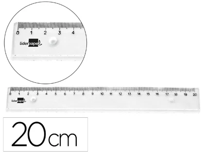 Liderpapel Regla de plástico transparente irrompible de 20 cm Liderpapel Regla de plástico transparente irrompible de 20 cm