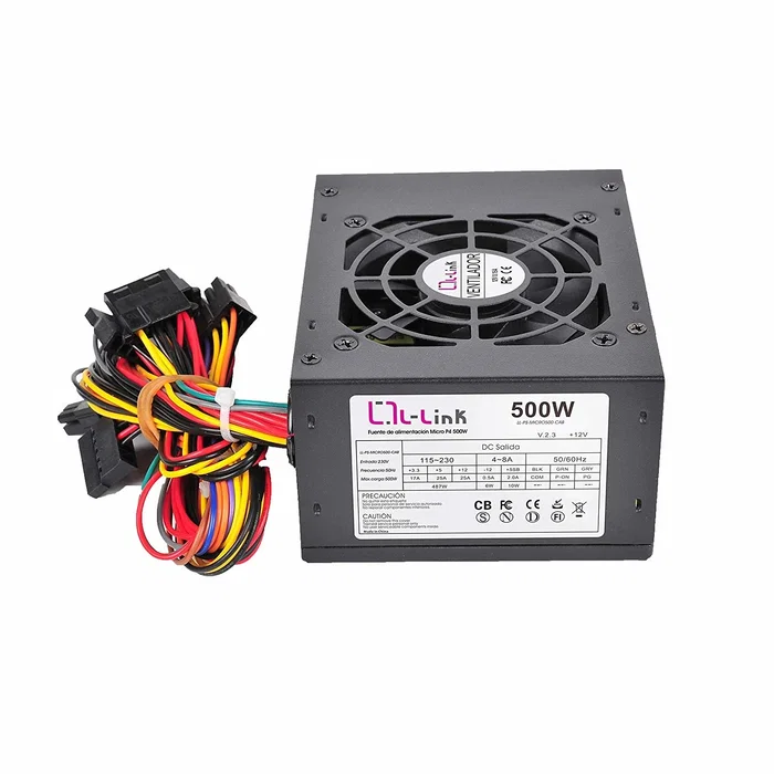 L-LINK LL-PS-MICRO500-CAB Fuente Alimentación 500W Micro ATX 3SATA 8cm Activo Negro
