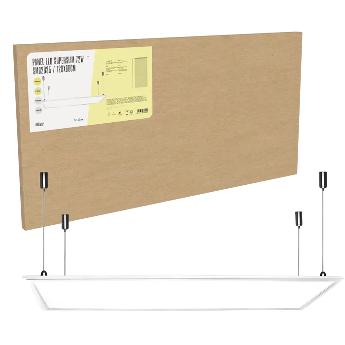BX3 LIGHT Panel LED Modular Superslim, 1200x600 mm, 72W, 3000K, Blanco Cálido, Empotrable para Techo, BX3-PAN120060072W-WW