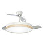 EDM Ventilador de Techo 3cct con Luz LED, Aspas Transparentes Retráctiles, Madera/Blanco, 107 cm, 3 Aspas, Silencioso (30 dB), 6 Velocidades, Motor DC, 4100 lm, Mando a Distancia